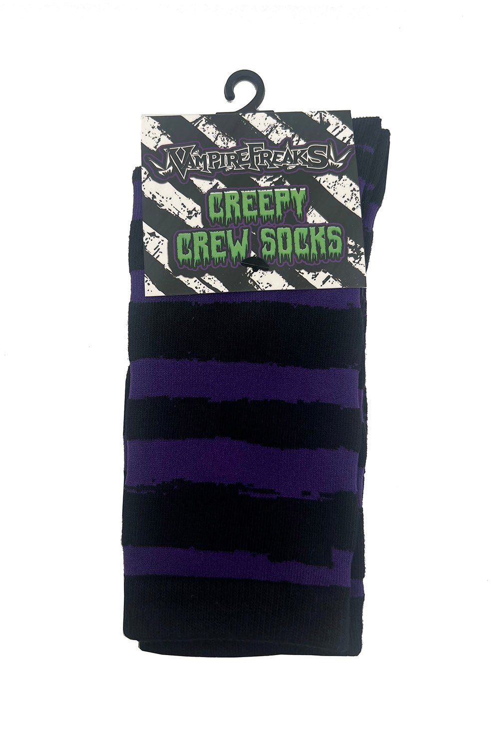 Creepy Crew Socks [Purple/Black Stripes] - socks & stockings - VampireFreaks - VampireFreaks