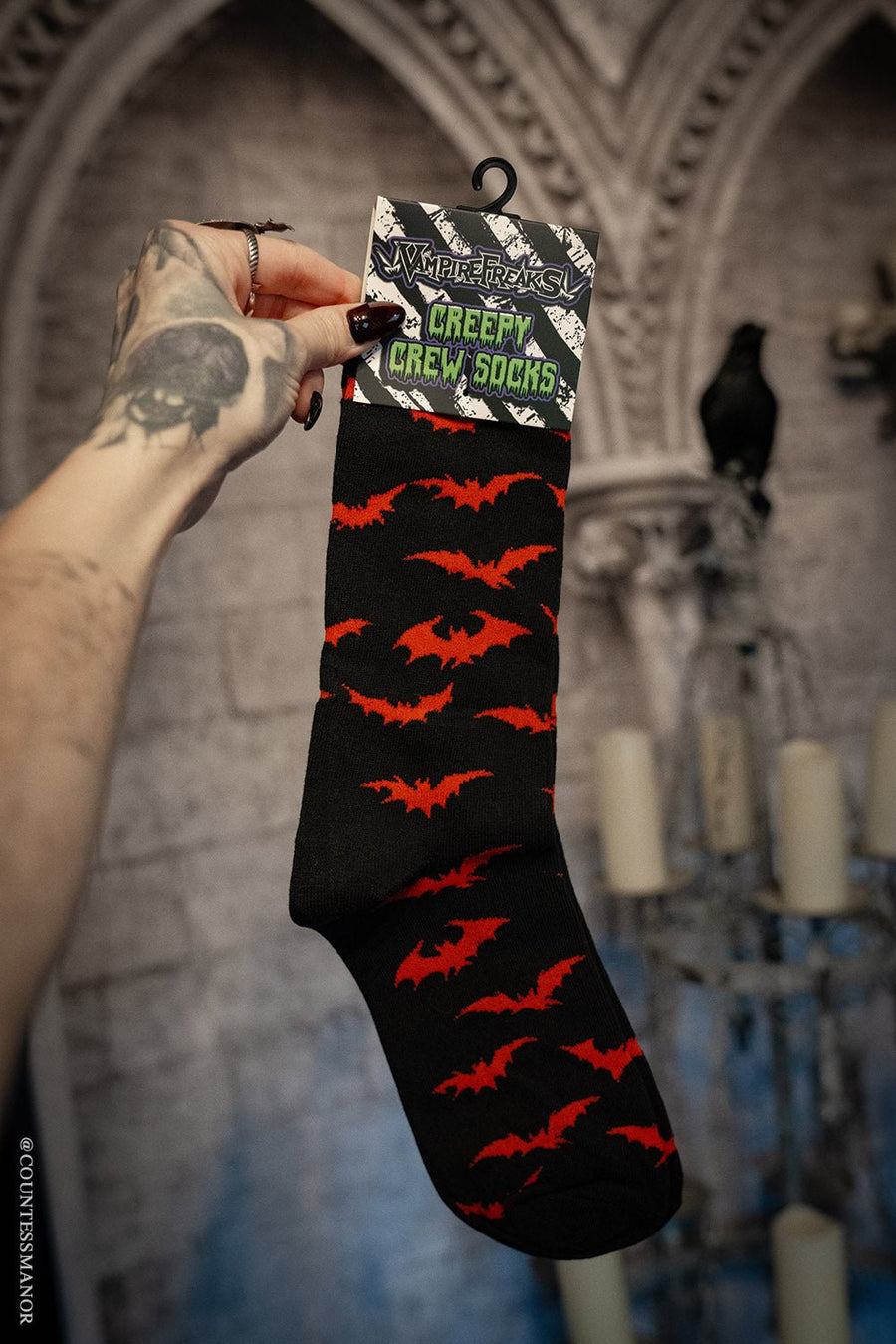 Creepy Crew Socks [Red Bats]