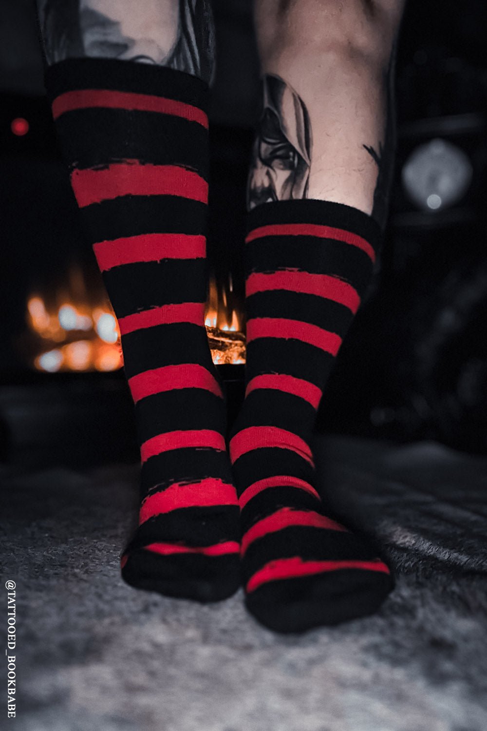 Creepy Crew Socks [Red/Black Stripes] - socks & stockings - VampireFreaks - VampireFreaks