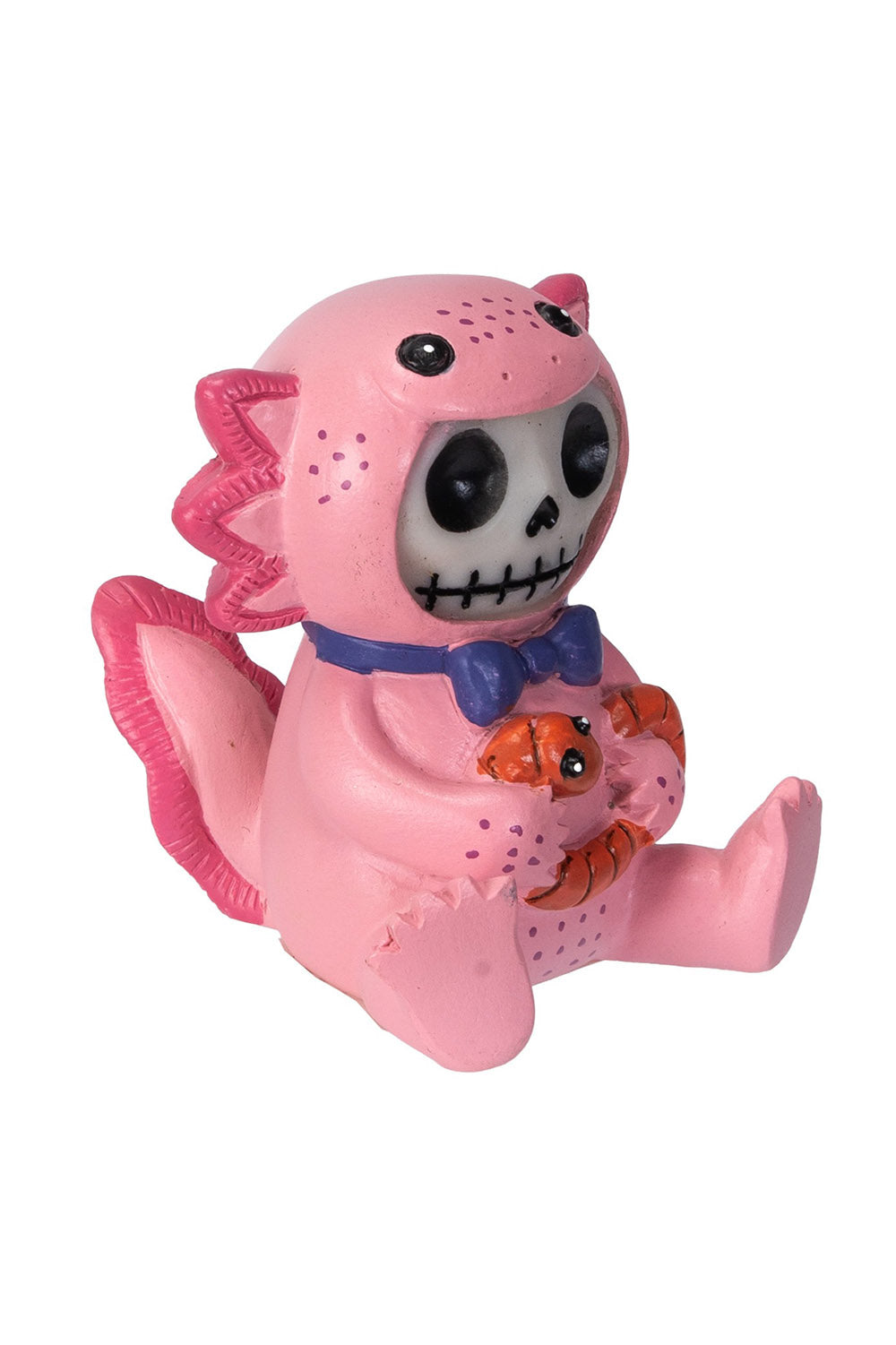 furrybones axolotl and worm statue