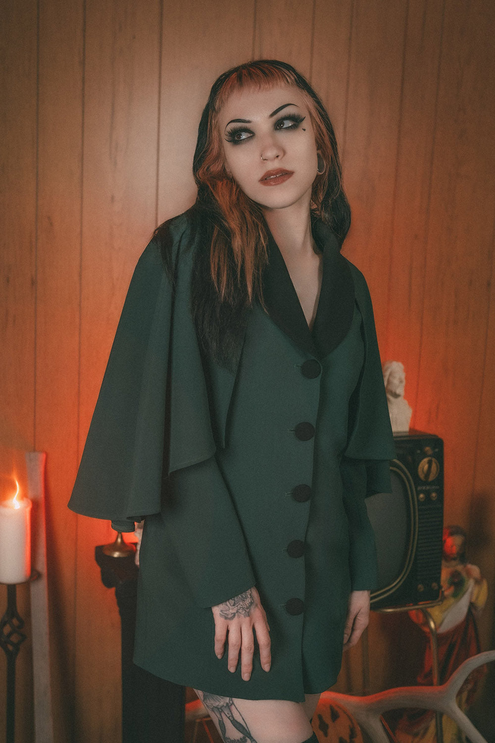 spooky green vintage goth jacket