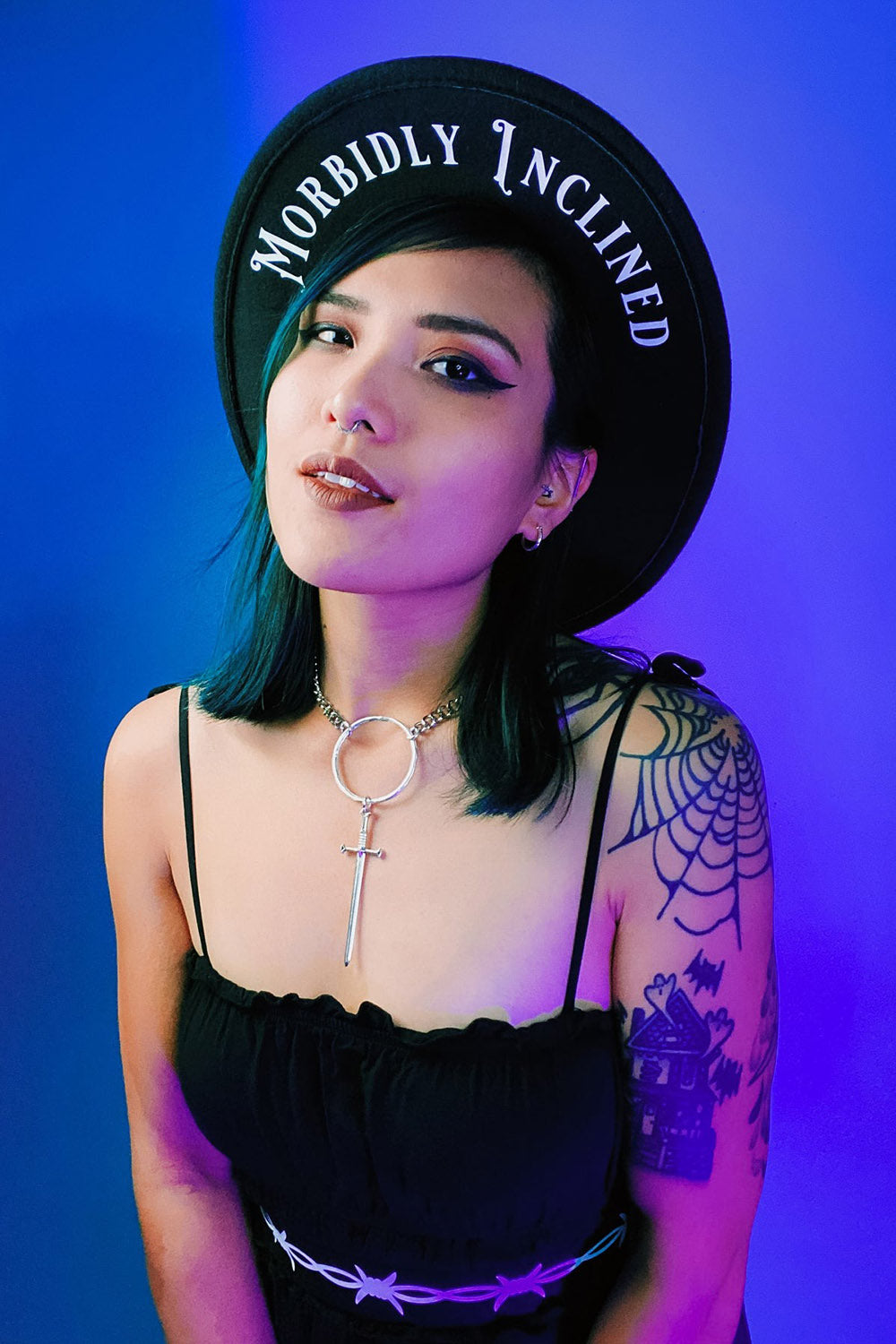 psychobilly wide brim hat