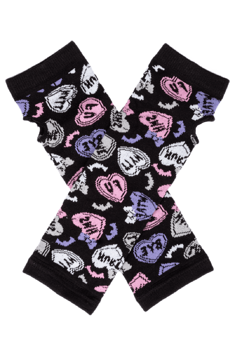 Creepy Hearts Knit Arm Warmers - gloves & armwarmers - VampireFreaks - Too Fast