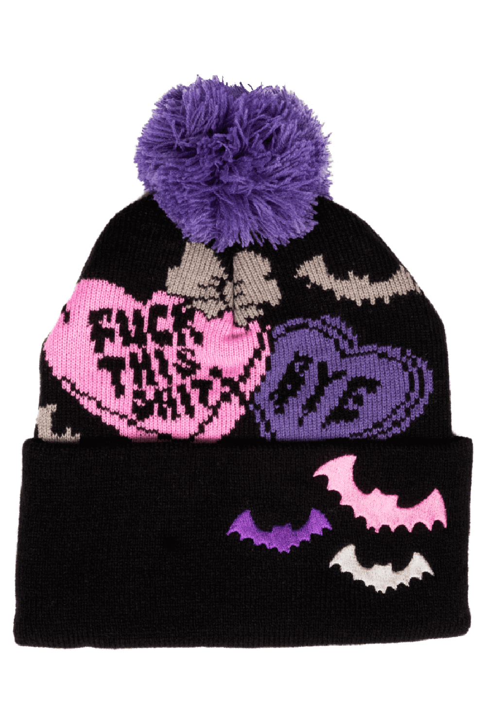 Creepy Hearts Pom Pom Beanie