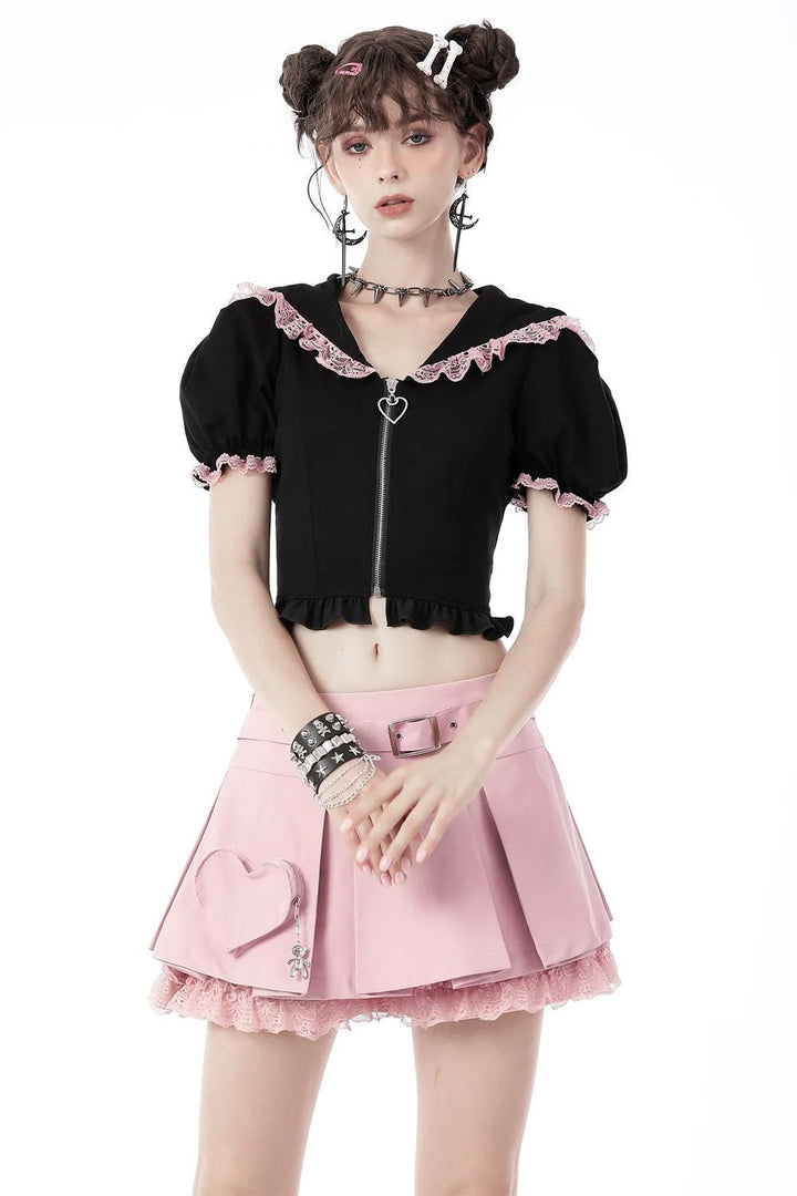 Creepy Kawaii Cat Crop Top - womens outerwear - VampireFreaks - Dark In Love