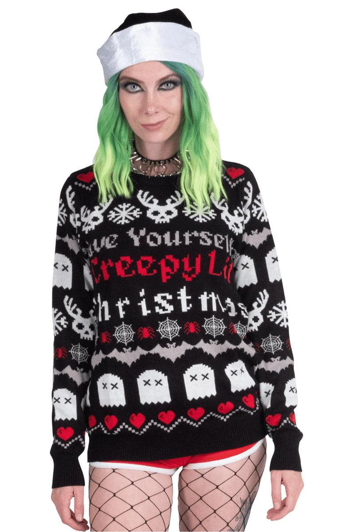 Creepy Lil Christmas Knit Sweater - womens outerwear - VampireFreaks - Too Fast