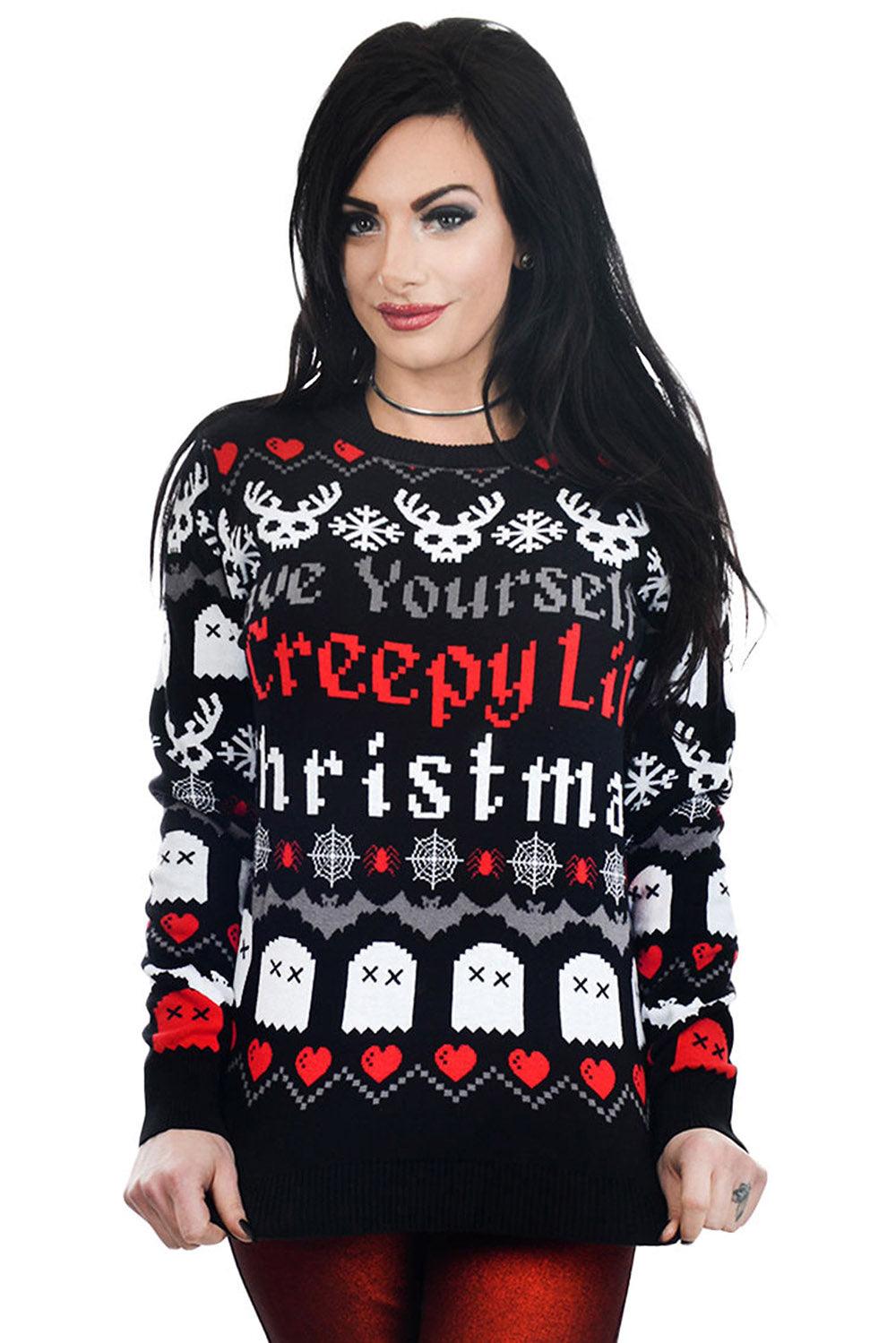 Creepy Lil Christmas Knit Sweater - womens outerwear - VampireFreaks - Too Fast