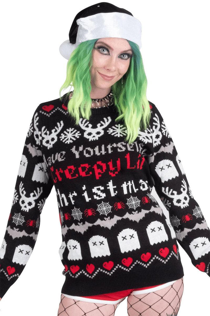 Creepy Lil Christmas Knit Sweater - womens outerwear - VampireFreaks - Too Fast