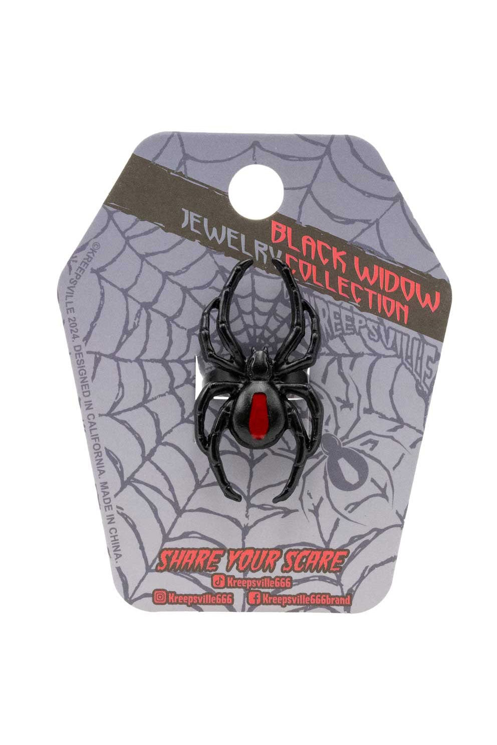 large spider ring with coffin detail by kreepsville 