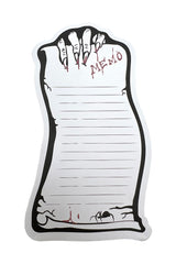 horror halloween sticky note pad shaped like a distressed scroll 