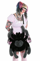 Black spider themed crossbody bag with bold gothic aesthetic for punk grunge and emo style