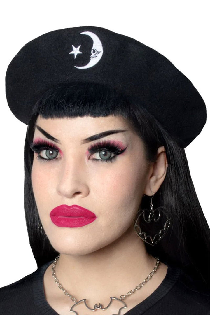 Crescent Moon Beret Hat - hats & scarves & headwear - VampireFreaks - Kreepsville