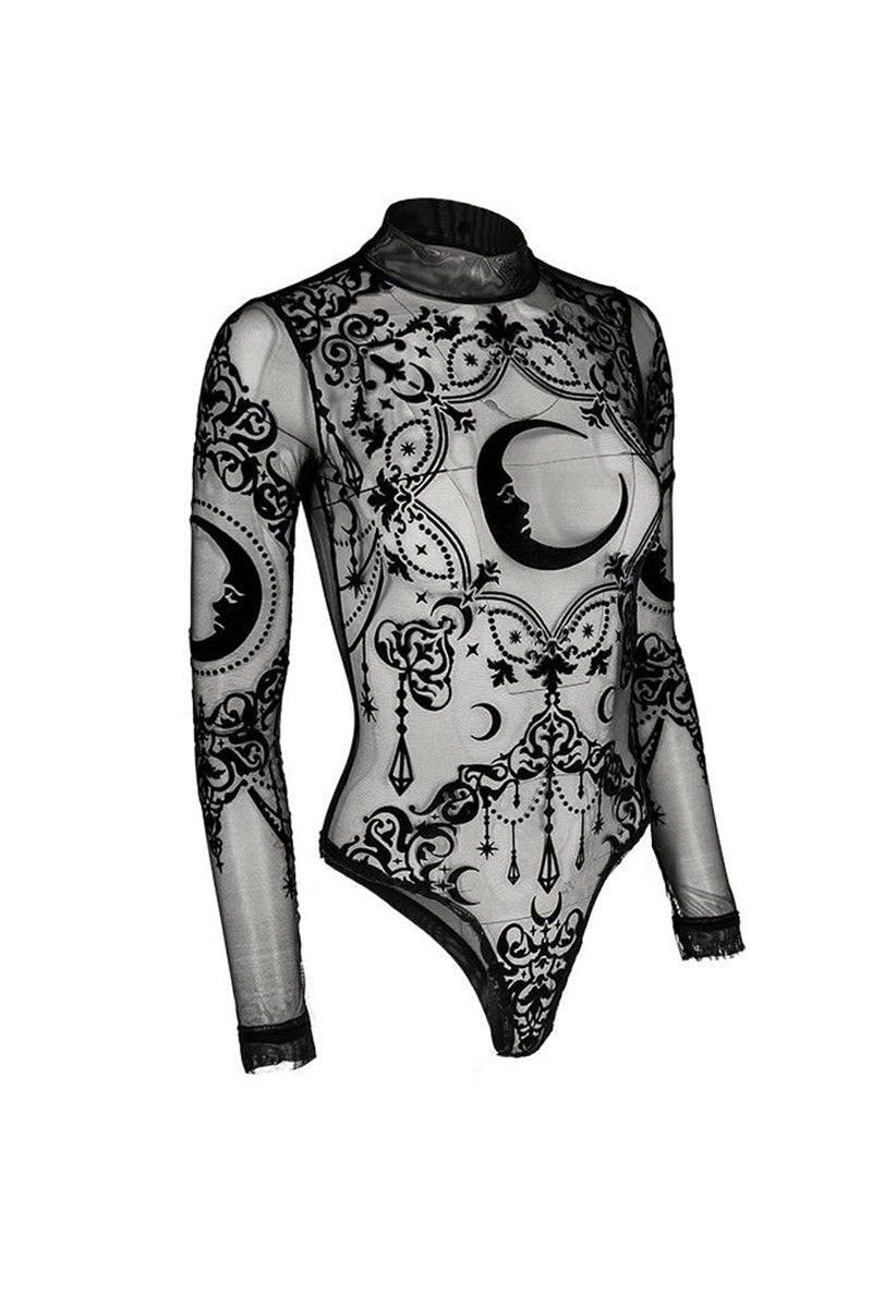 Crescent Moon Mesh Bodysuit - womens tops - VampireFreaks - Restyle