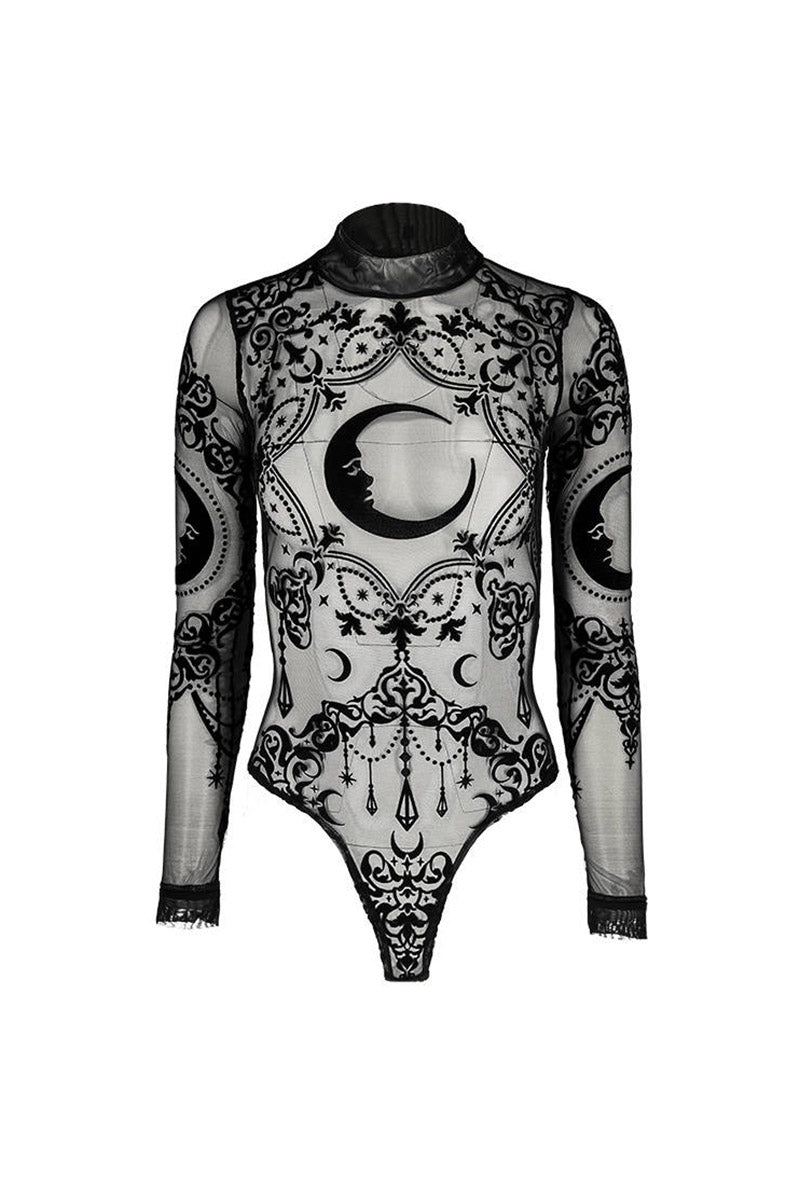 Crescent Moon Mesh Bodysuit - womens tops - VampireFreaks - Restyle