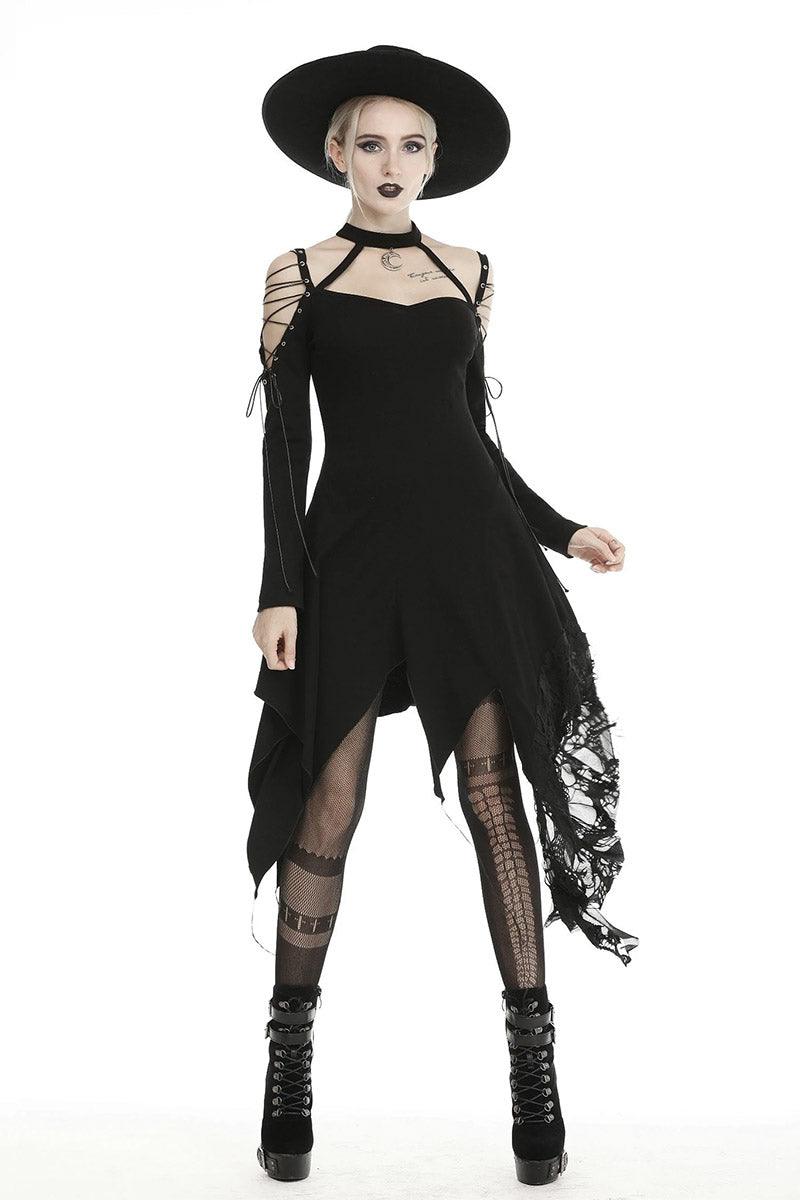 Crescent Moon Witch Distressed Dress