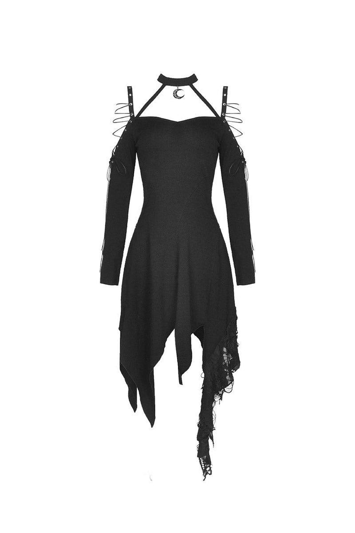 Crescent Moon Witch Distressed Dress - dresses - VampireFreaks - Dark In Love