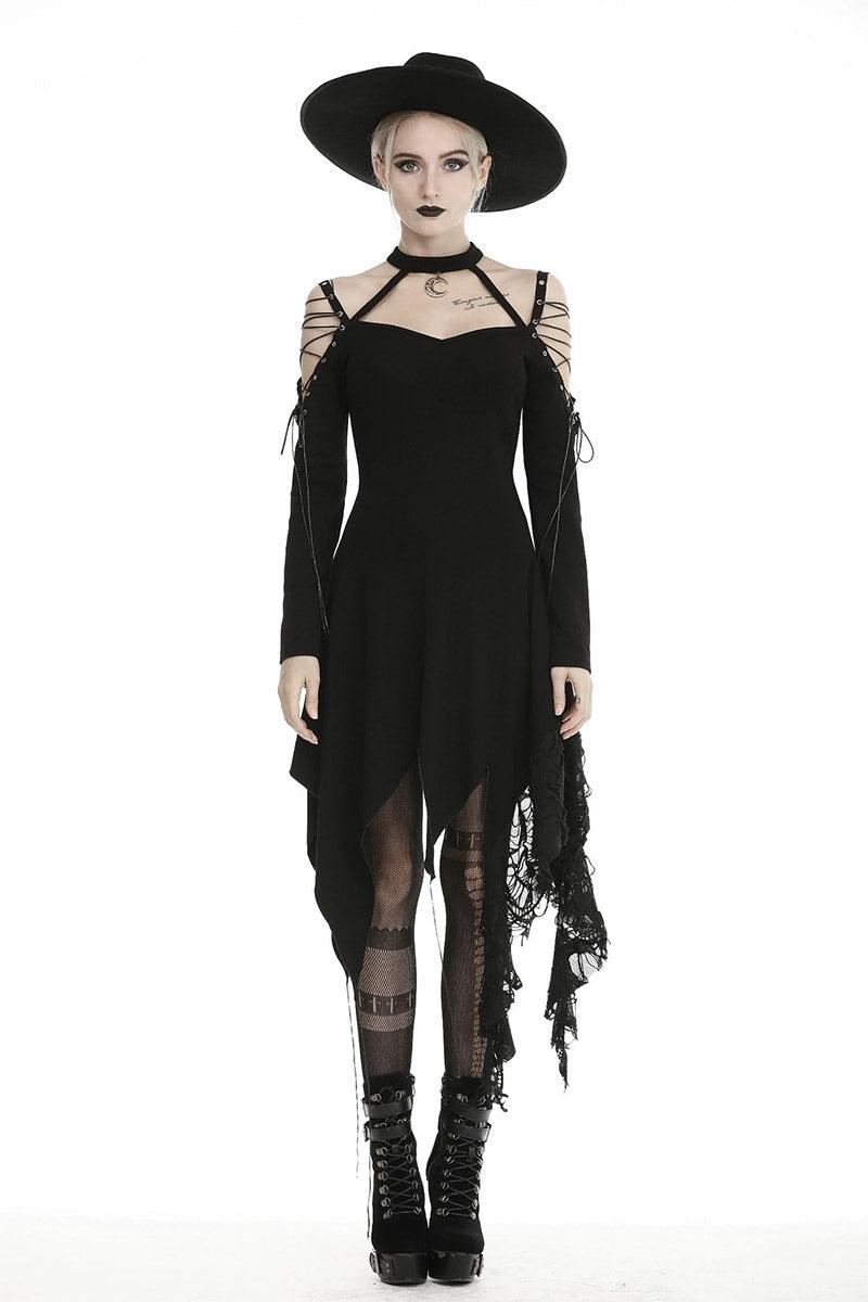 Crescent Moon Witch Distressed Dress - dresses - VampireFreaks - Dark In Love