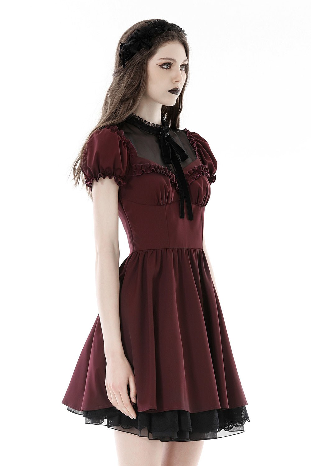 Crimson Blood Puffed Sleeve Dress - dresses - VampireFreaks - Dark In Love