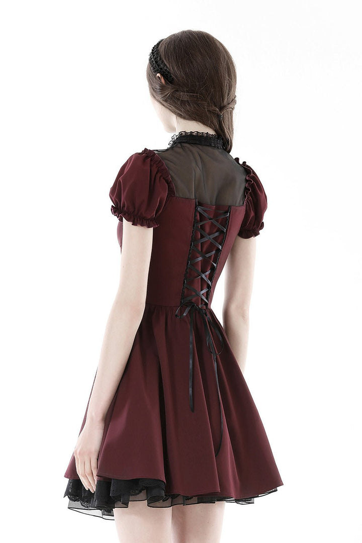 Crimson Blood Puffed Sleeve Dress - dresses - VampireFreaks - Dark In Love