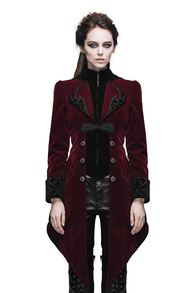 Crimson Blood Victorian Goth Coat - womens outerwear - VampireFreaks - Devil Fashion