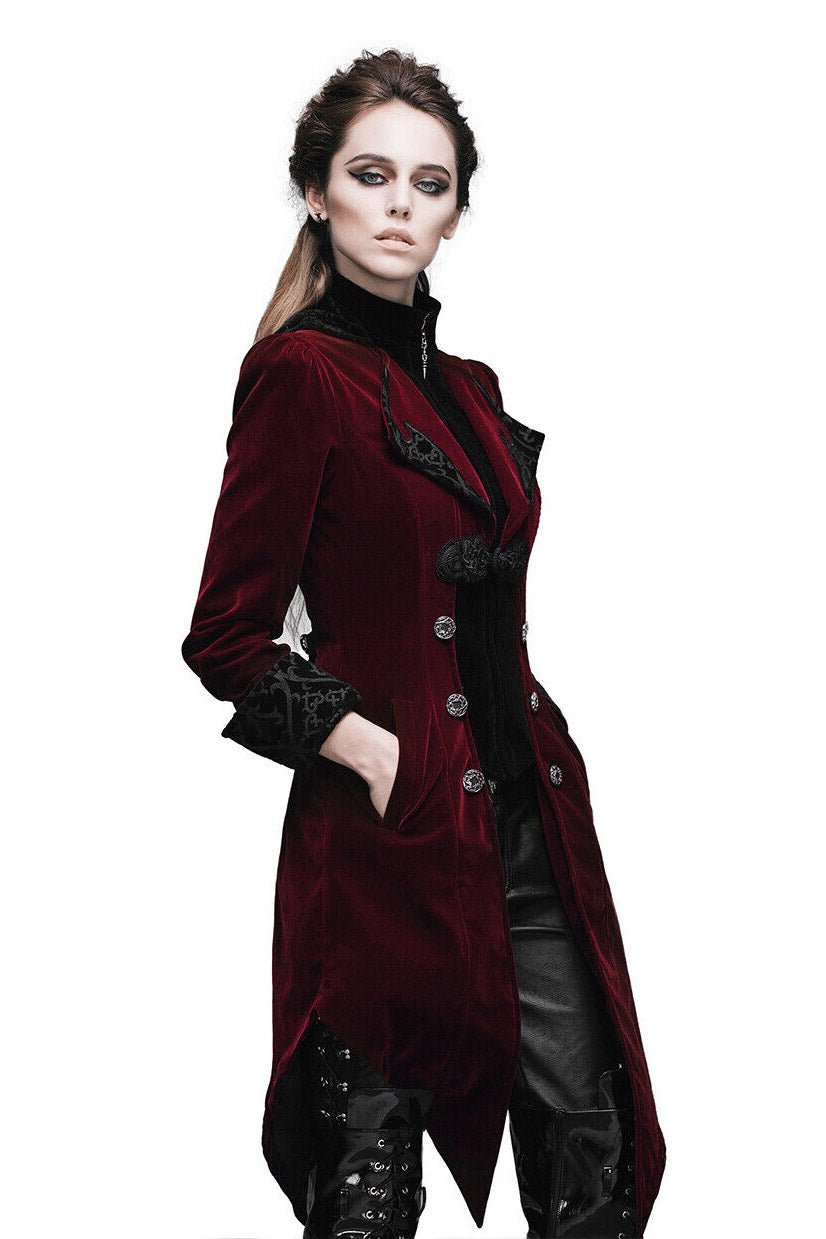 Crimson Blood Victorian Goth Coat - womens outerwear - VampireFreaks - Devil Fashion