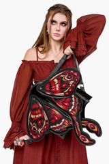 Occult red and black luna moth backpack