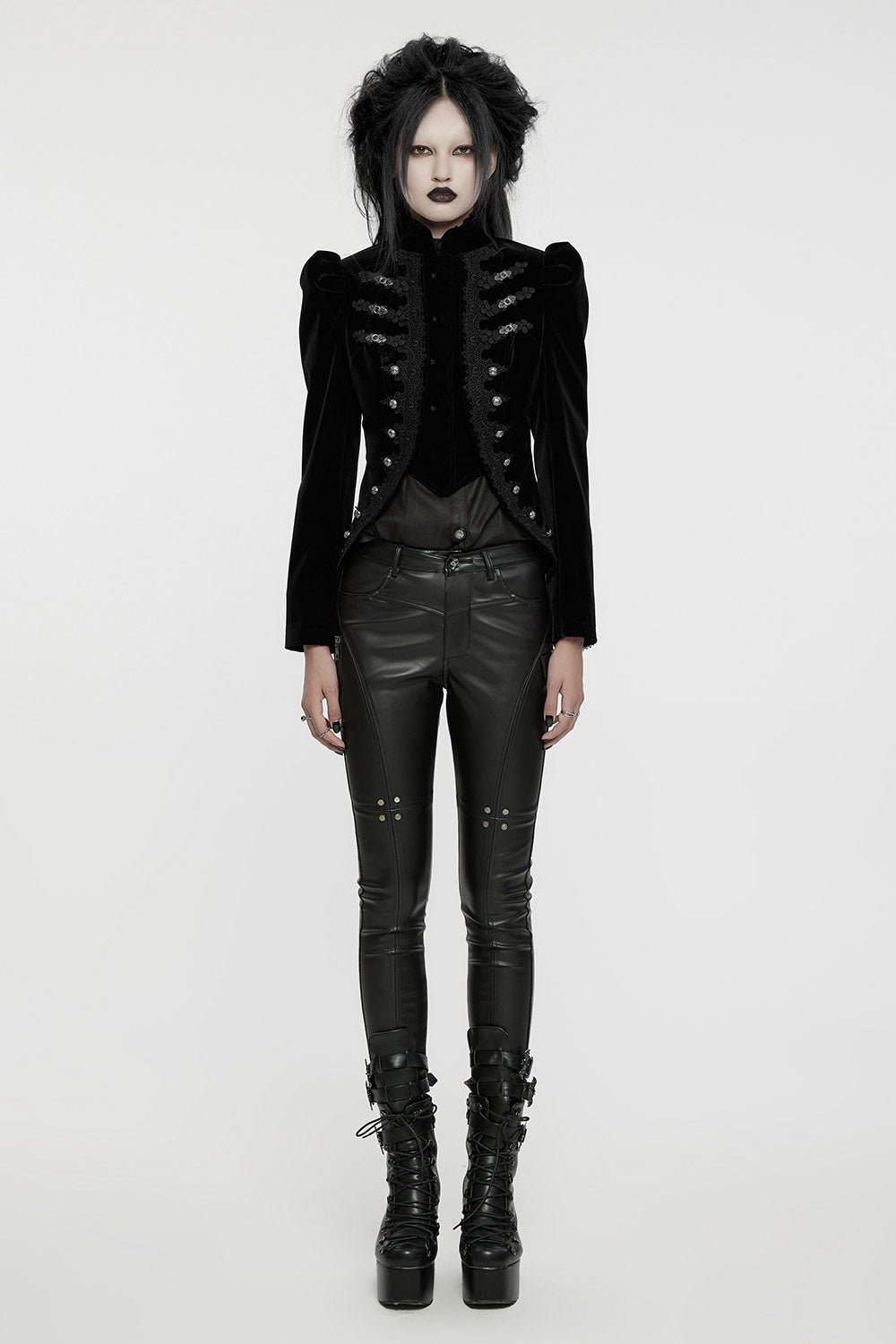 high collar cropped vampire goth jacket