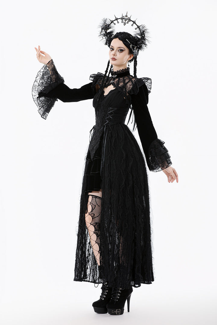 layered lace long sleeve ruffled shrug bolero jacket