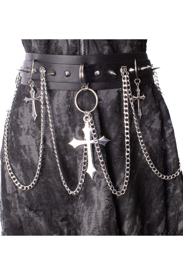 gothic cross vegan leather belt