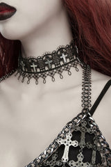 occult choker with cross detail