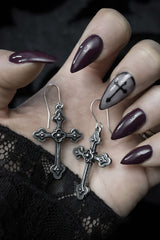 pewter gothic cross earrings