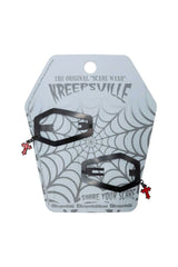 Kreepsville Coffin Snap Clip Black Cross Charm