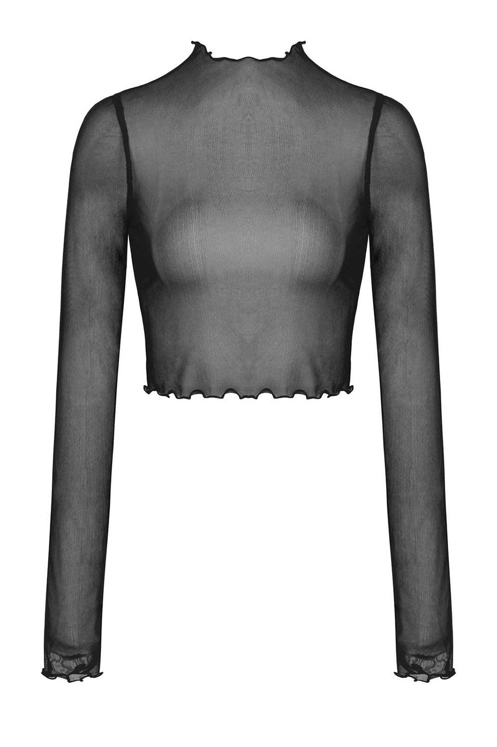 Cross My Heart Mesh Crop Top - womens tops - VampireFreaks - Dark In Love