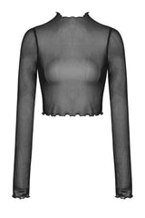 Cross My Heart Mesh Crop Top - womens tops - VampireFreaks - Dark In Love