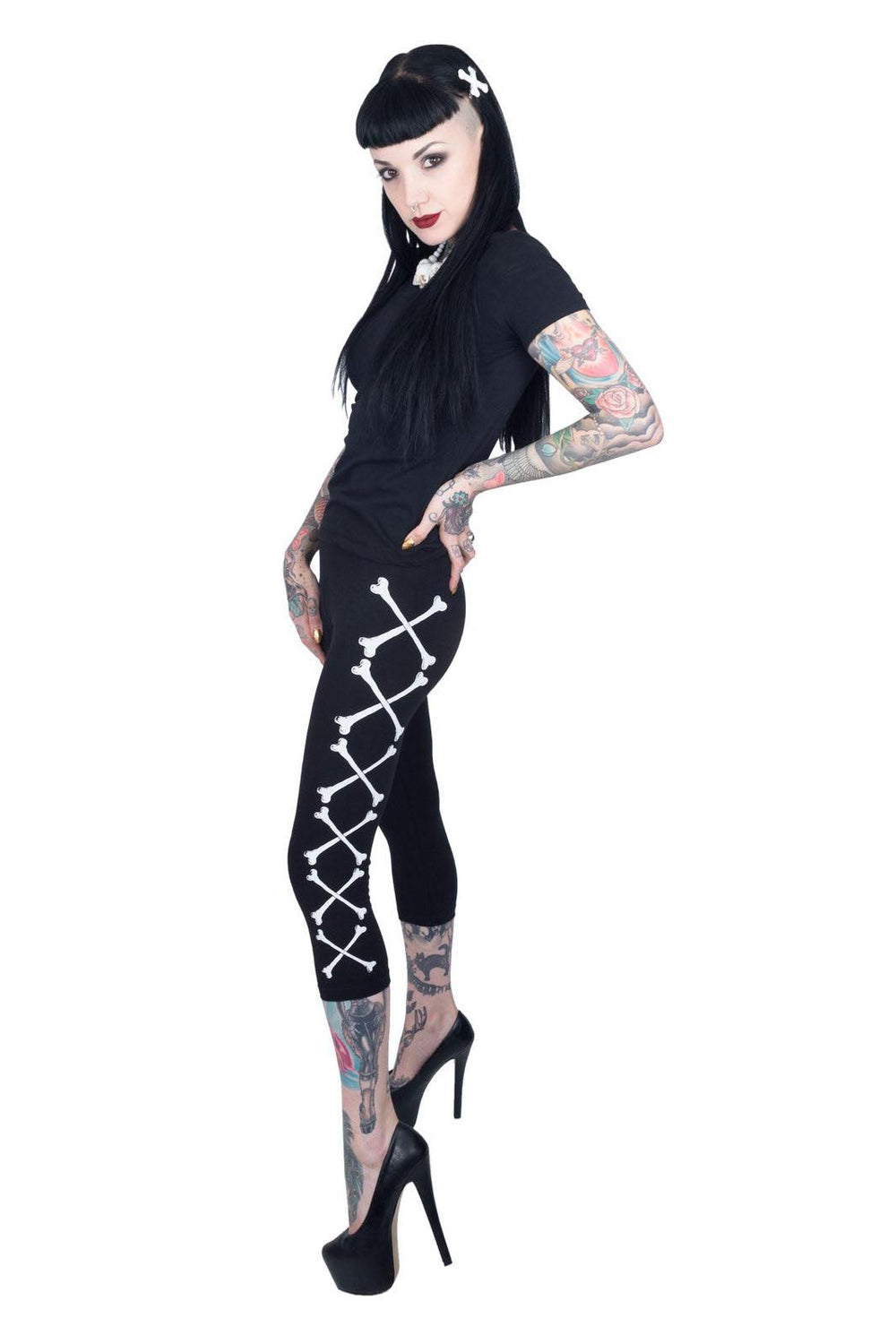 Crossbones Capri Leggings