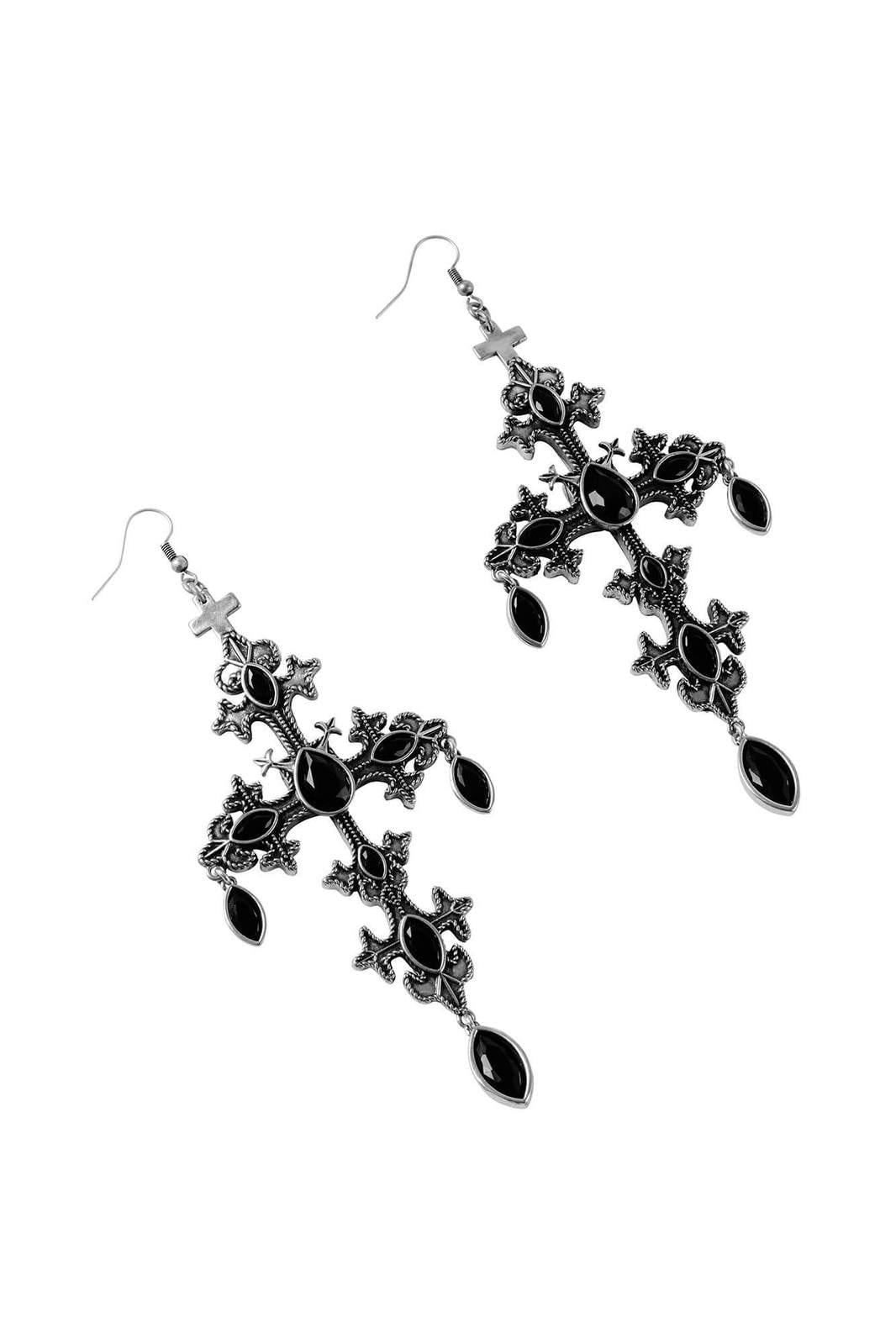 Crossed Desire Earrings [Silver] - jewelry - VampireFreaks - Killstar