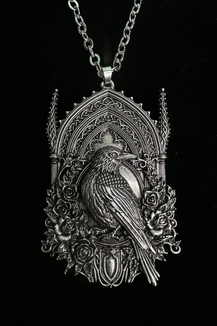 gothic edgar allan poe raven necklace