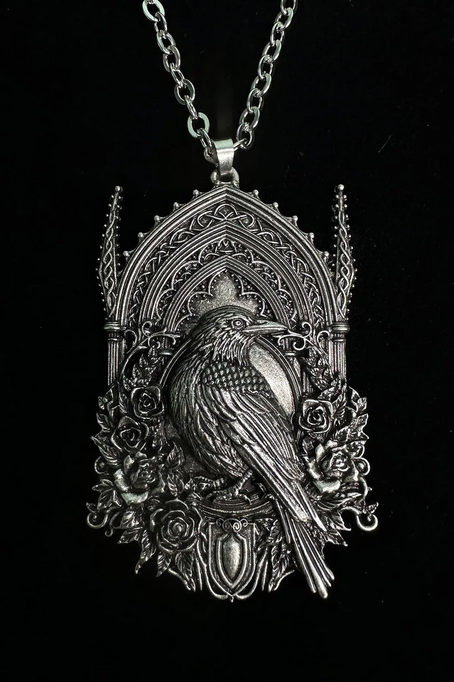 gothic edgar allan poe raven necklace