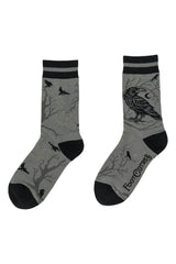 Midnight Crow Crew Socks in black and gray