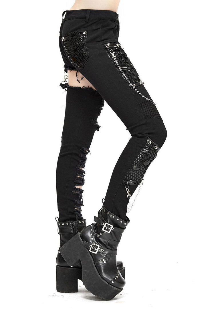 Cryptling Cut - Out Pants - womens bottoms - VampireFreaks - Devil Fashion