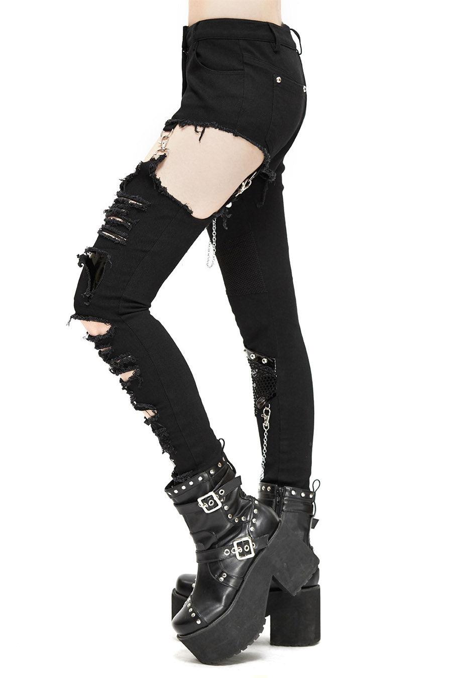 Cryptling Cut - Out Pants - womens bottoms - VampireFreaks - Devil Fashion