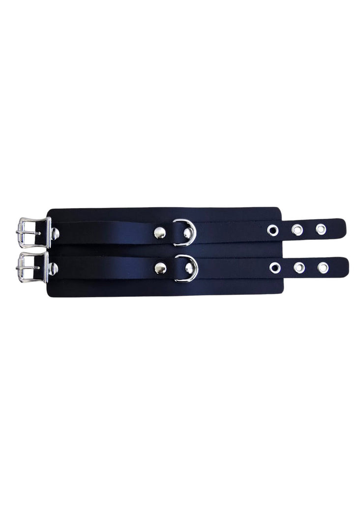 emo black buckled leather cuff bracelet 