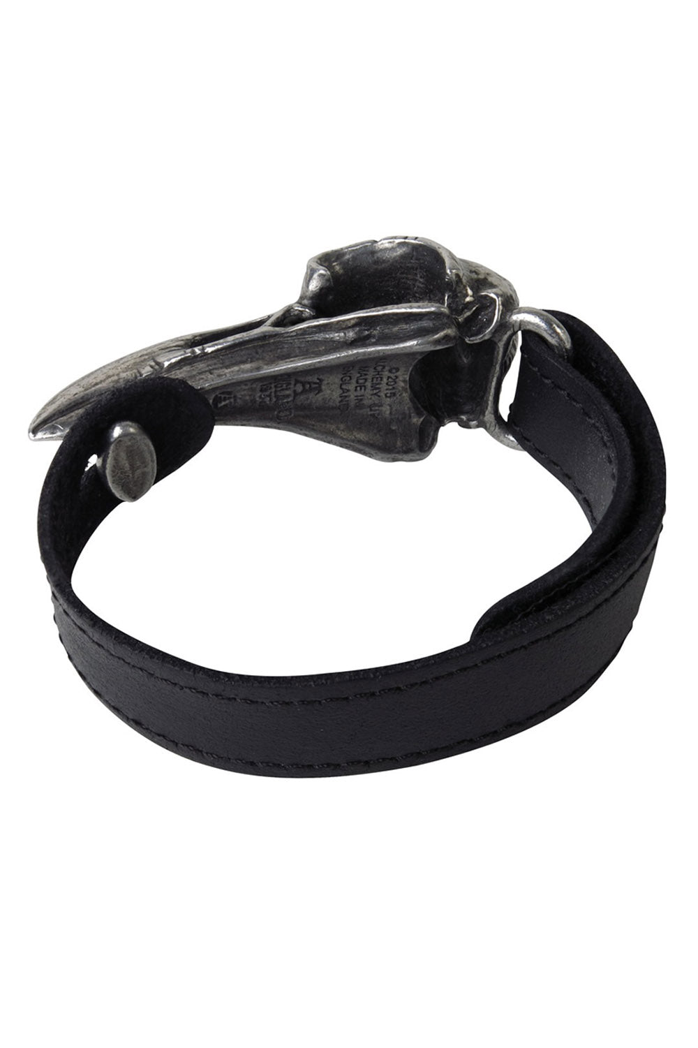 mens victorian gothic black genuine leather cuff bracelet with adjustable strap
