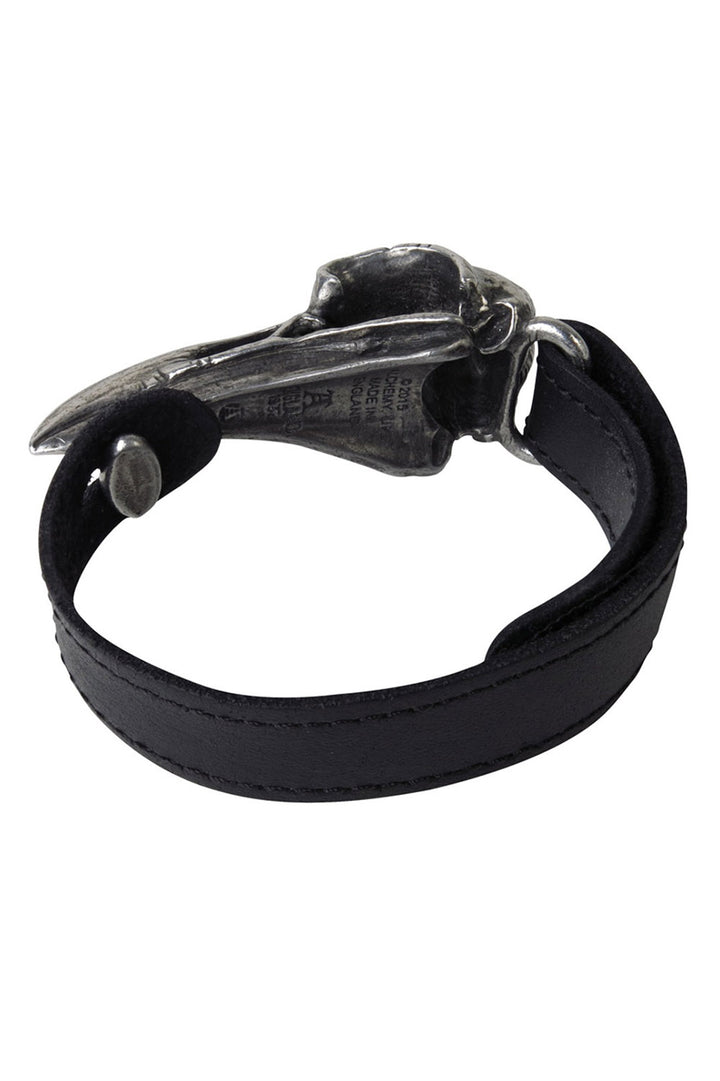 mens victorian gothic black genuine leather cuff bracelet with adjustable strap