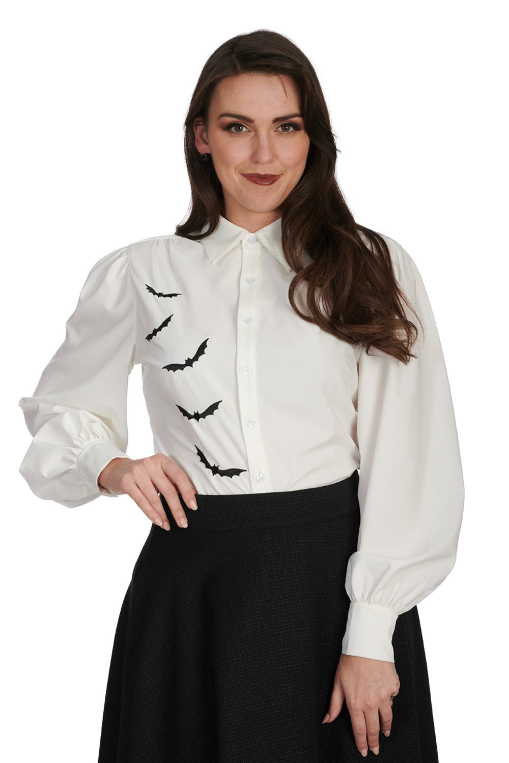 womens gothic long sleeve bat blouse