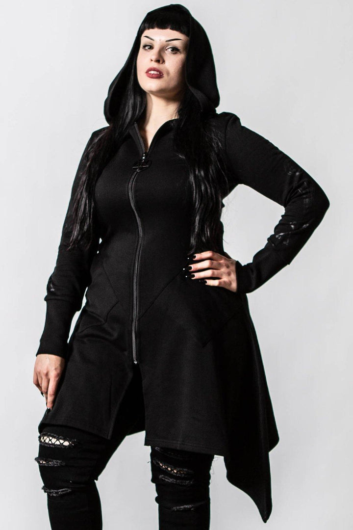 Curses Long Hoodie - womens outerwear - VampireFreaks - Killstar