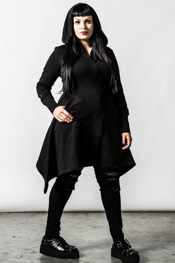 Curses Long Hoodie - womens outerwear - VampireFreaks - Killstar