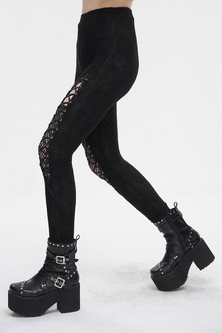 Cut Out High - Waisted Leggings - womens bottoms - VampireFreaks - Devil Fashion