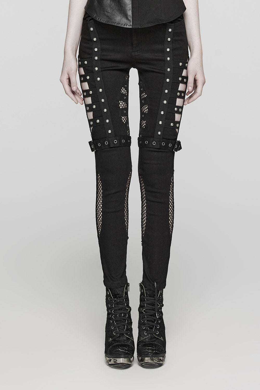 womens punk studded skinny jeans