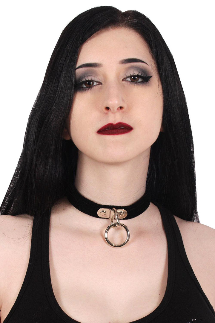 Cut Throat O - Ring Collar [Velvet] - chokers - VampireFreaks - Funk Plus